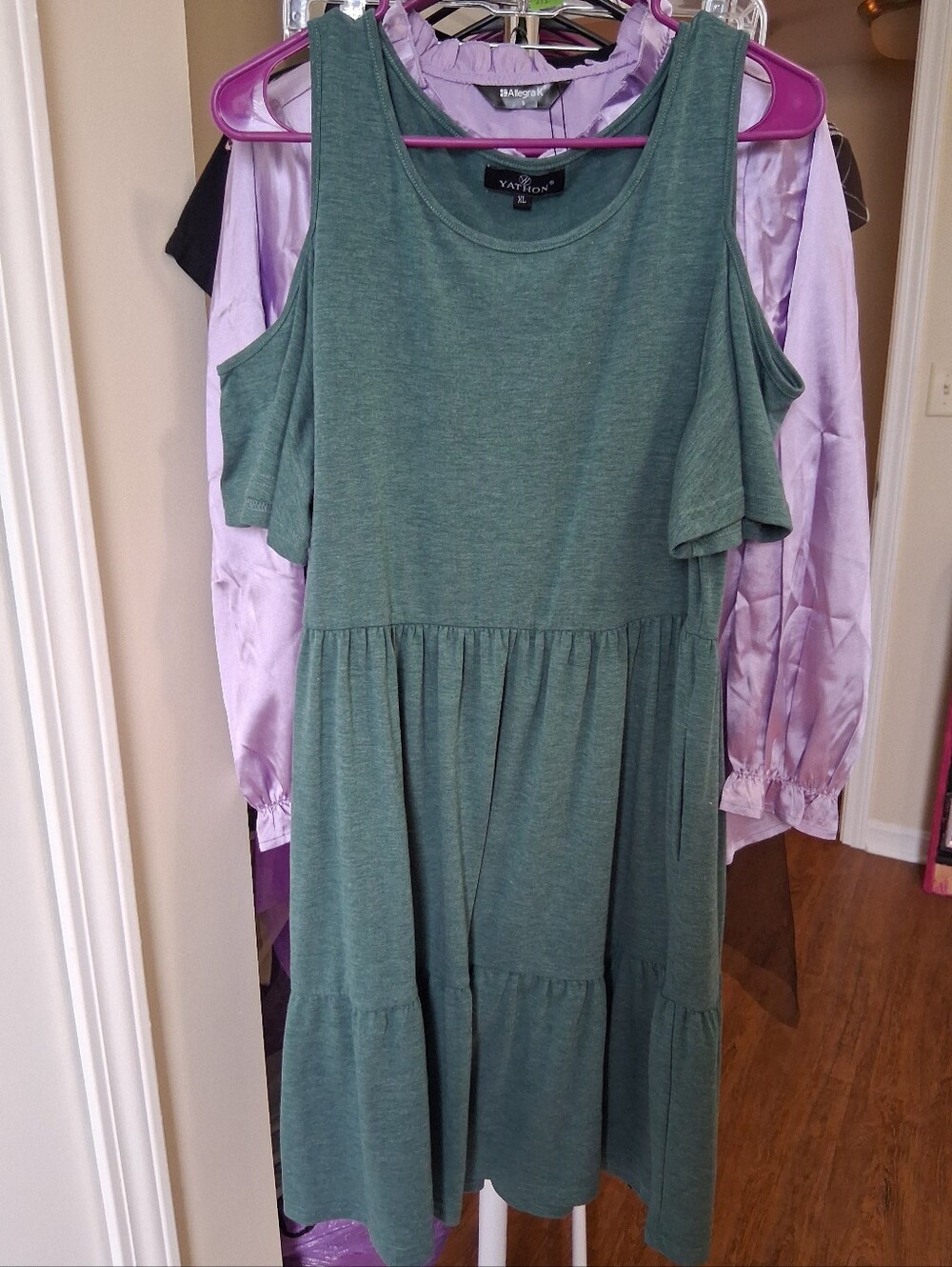 Cold-Shoulder Tiered Midi Dress